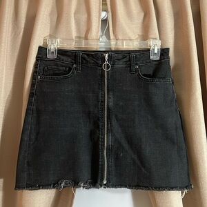 Black Arizona Denim Skirt with Silver Center Zip